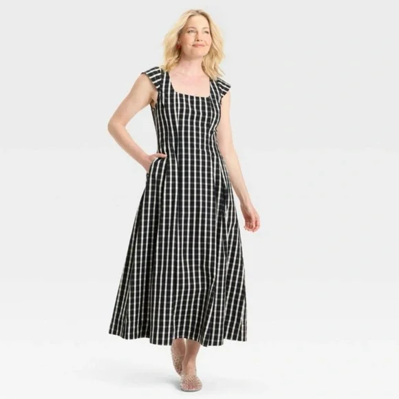 slim fit dress slacks Pact Fit & Flare Midi Dress – One Common main image 0